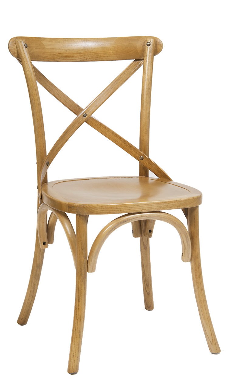 Elm Wood Cross Back Chair in Natural Finish