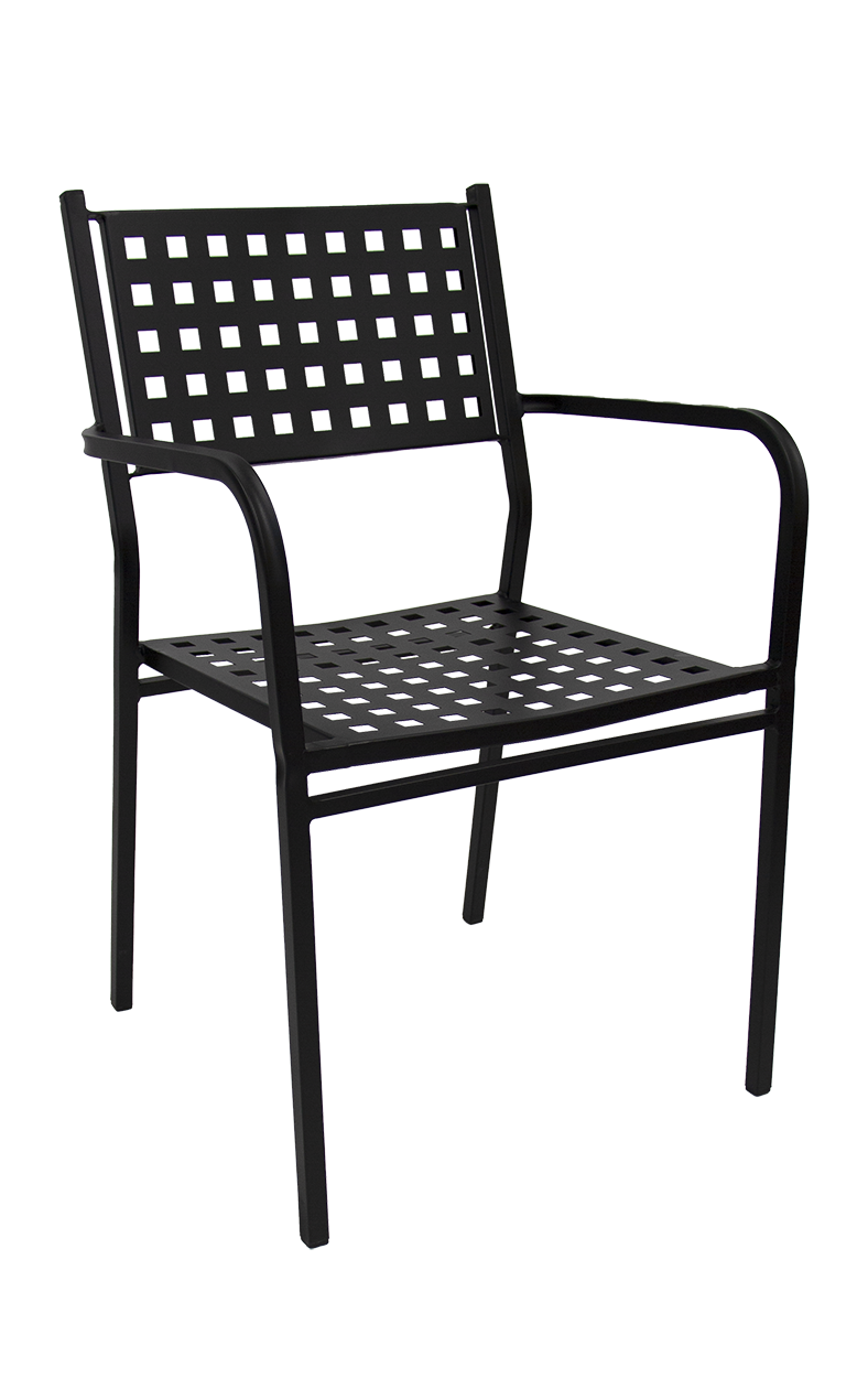 Metal Patio Stack Chair w/ Armrest, Black4