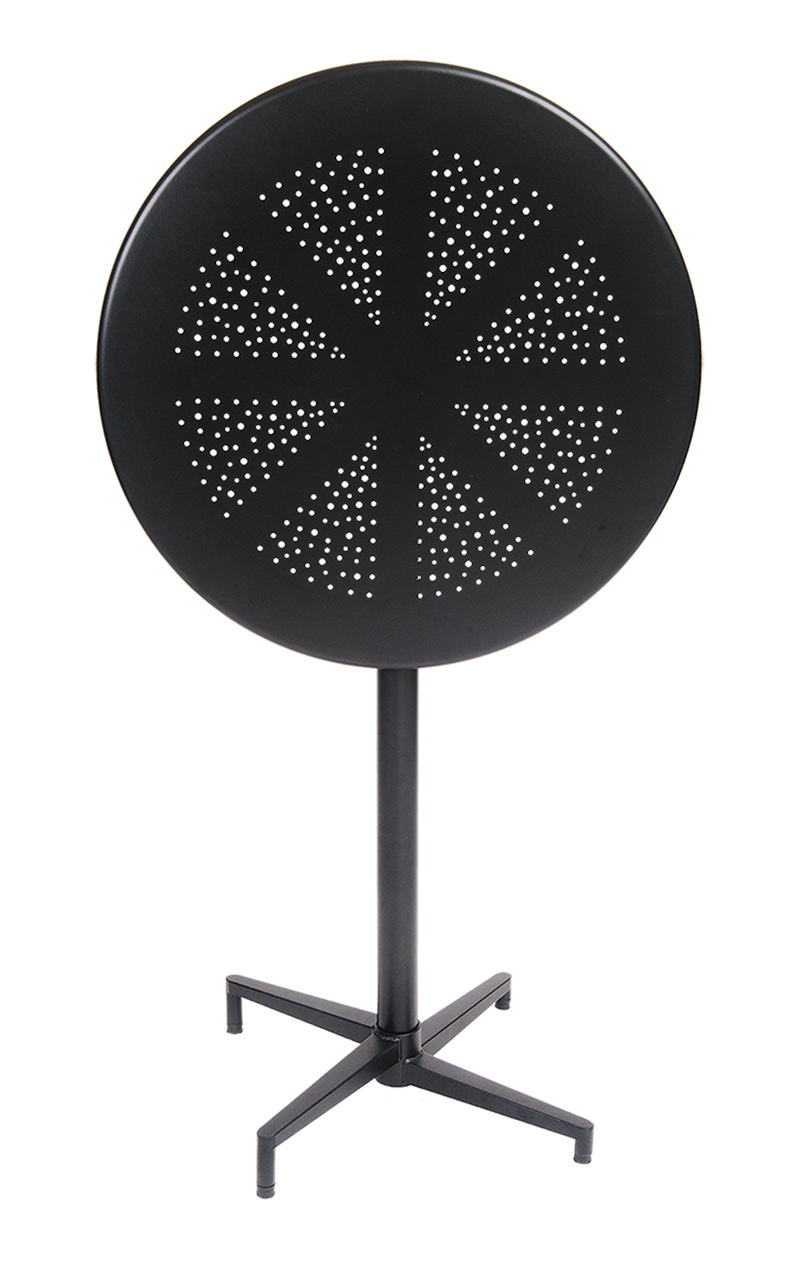 30” Round Indoor/Outdoor Bar Height Metal Folding Table in Black Finish